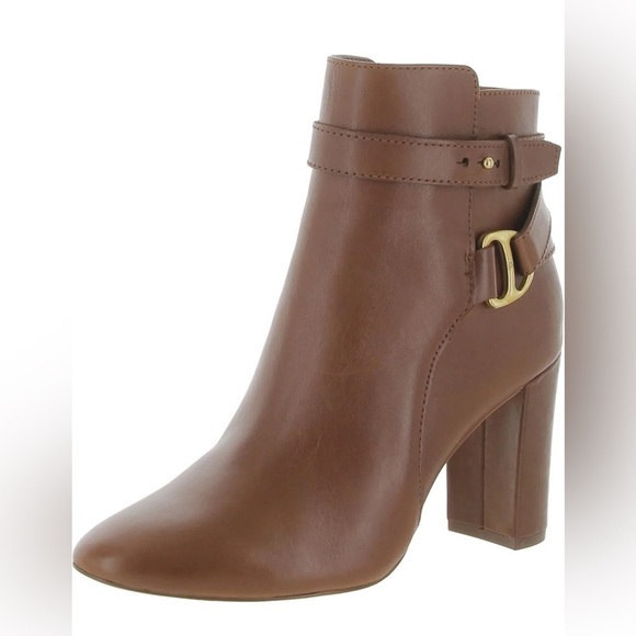 S36. NWT Lauren Ralph Lauren Madelyn Leather Almond Toe Ankle Booties 6.5 - Picture 1 of 5
